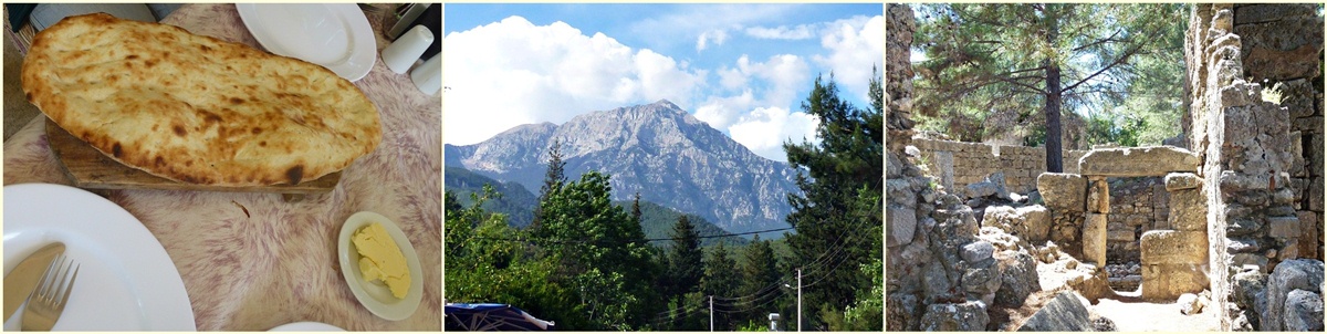 Phaselis, Ulupinar, Fladenbrot, Bergblick, antike Stadt